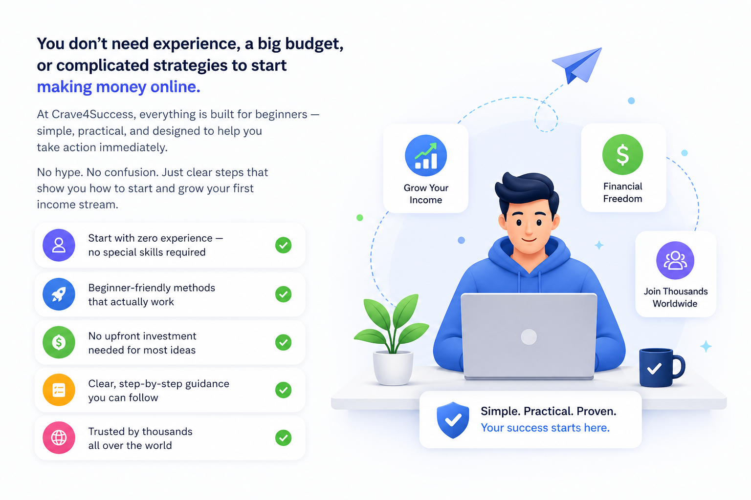 Side hustles for beginners showing easy, beginner-friendly ways to start earning online with no experience